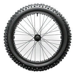 Naklejka premium Bicycle wheel with spokes and rubber tire on white Background