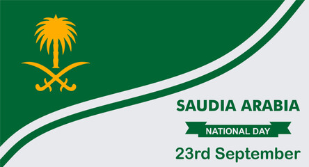 Fototapeta na wymiar Saudi Arabia National Day Banner or Post Template with Flags. Happy Independence Day Saudi Arabia 23rd September.