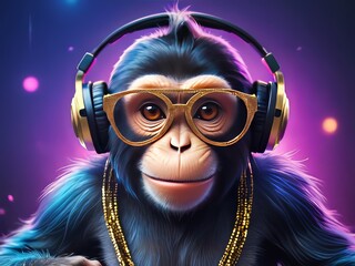 mono con cascos de música