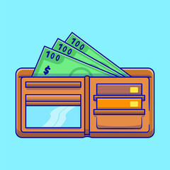 Wallet And Money Cartoon Vector Icons Illustration. Flat Cartoon Concept. Suitable for any creative project.