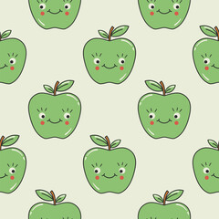 Seamless pattern with an apple character vector illustration