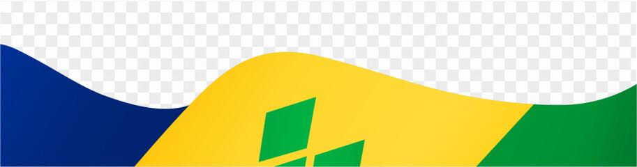 Saint Vincent and the Grenadines flag wave isolated on png or transparent background vector illustration.