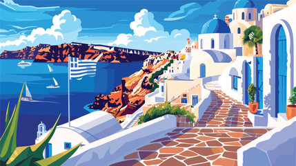 Santorini island Greece. Traditional greek architecture - obrazy, fototapety, plakaty