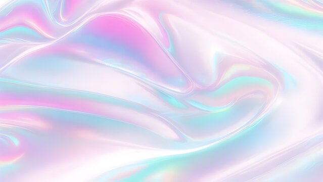 Holographic background seamless trendy iridescent light foil texture. Soft holographic pastel unicorn marble background pattern. Modern pearlescent blurry abstract swirl illustration.