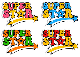 Superstar in Pop Art Style - Colorful Bubbly Typography 