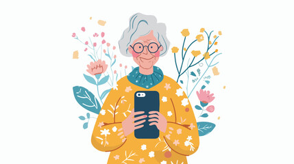 Senior woman recommending smartphone technology 