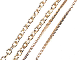metal chains on white background.