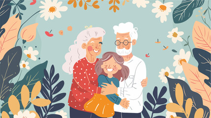 Grandparents Day card with elderly couple and their 