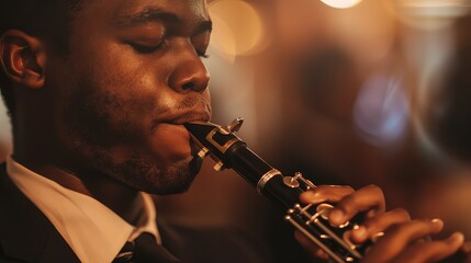 A clarinetist showcasing their talent with a smooth and soulful performance.