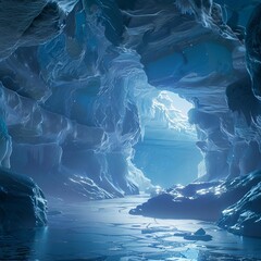 Fototapeta premium Ice cave with a frozen lake inside