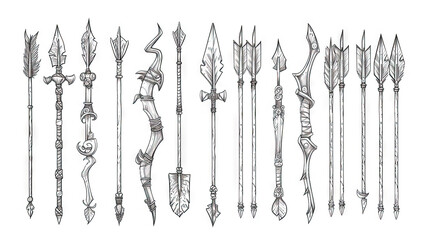Collection of Hand-Drawn Arrows Doodle Black and White and Colorful Variations