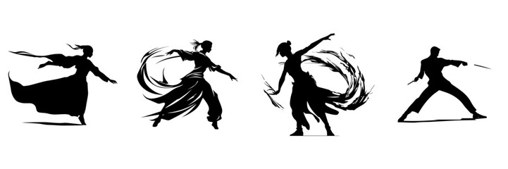 silhouettes of dancing girls