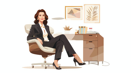 Strong and elegance Mature woman sits in her office