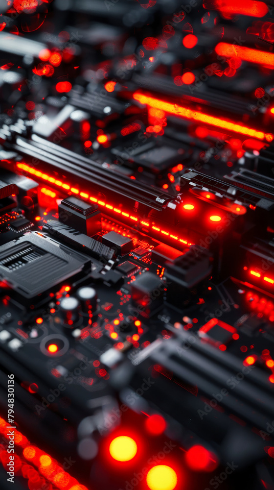 Poster a generic abstract high tech computer hardware closeup