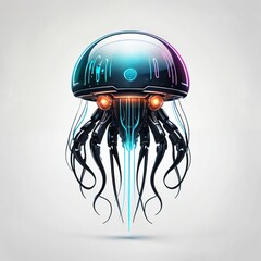 a jellyfish robot logo, vector art