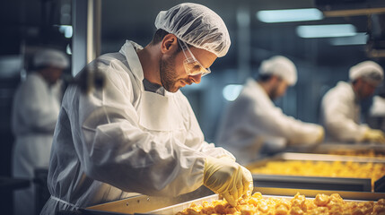 Modern food manufacturing with a worker.