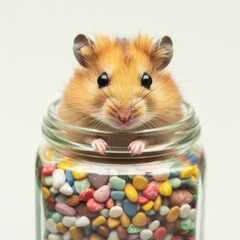 hamster in a glass jar