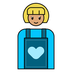 Girl Using Apron With Heart