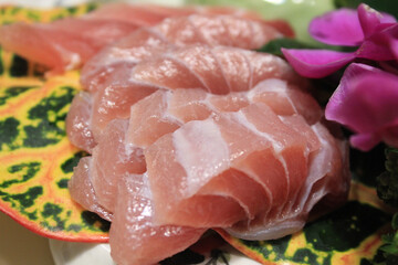 fresh tuna sashimi on a plate