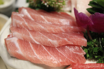 fresh tuna sashimi on a plate