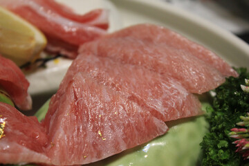 fresh tuna sashimi on a plate
