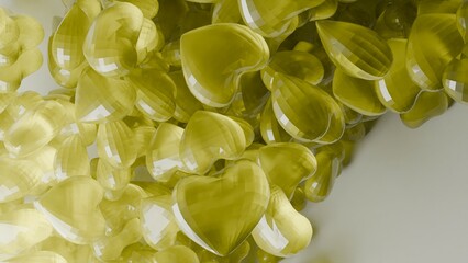 coloured glass hearts 3d render made in blender