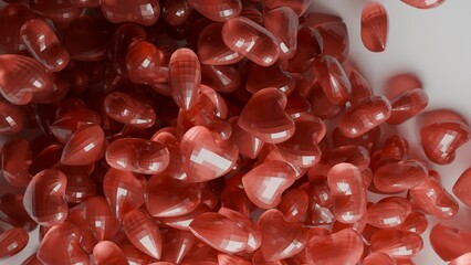 coloured glass hearts 3d render made in blender