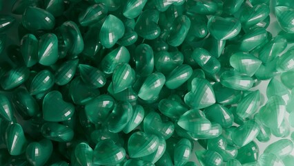 coloured glass hearts 3d render made in blender