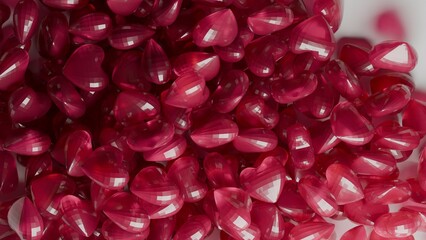 coloured glass hearts 3d render made in blender