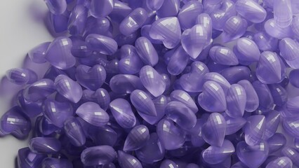 coloured glass hearts 3d render made in blender