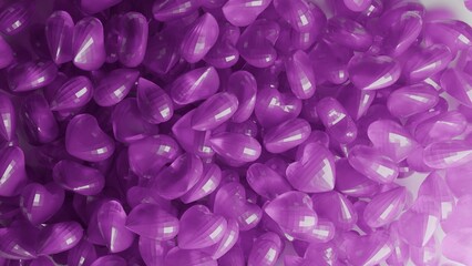 coloured glass hearts 3d render made in blender