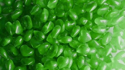 coloured glass hearts 3d render made in blender