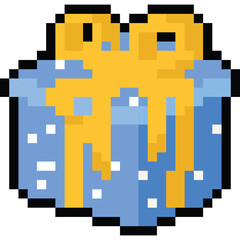 Pixel art cartoon blue gift box icon