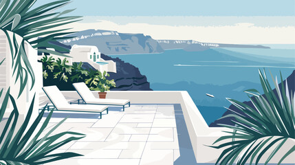 White architecture in Santorini island Greece. Chaise