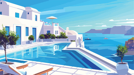 White architecture in Santorini island Greece. Luxury