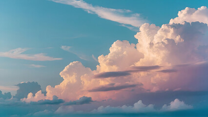 Default Cloudy blue sky background with a pastel-colored grade - obrazy, fototapety, plakaty