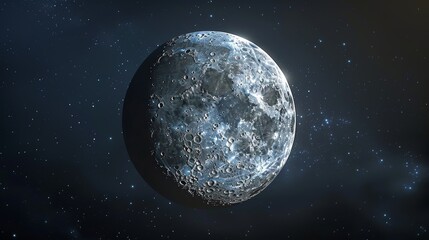 Moon: A 3D visualization of the moon's waning phase