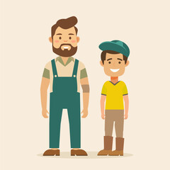 Happy Father Day Celebration with Character of Dad and Son Family