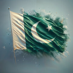 3D rendered Pakistan flag, isolated on a clean background. High-quality, realistic depiction perfect for various uses, Generated by AI.