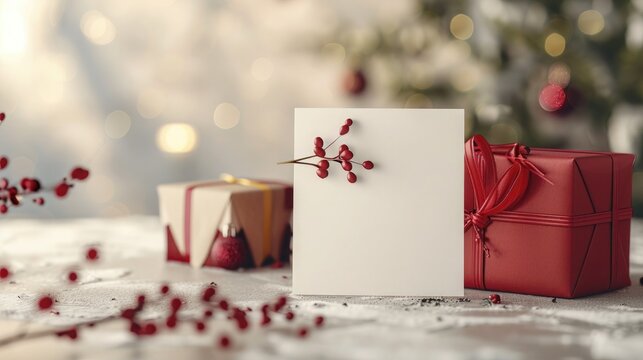 An elegant greeting card mockup with a customizable design, great for showcasing your holiday or special occasion cards.