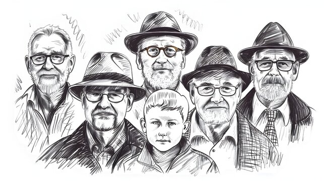 Celebrated Father Figures Sketch Portrait of Wise and Caring Paternal Role Models