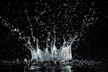 Splashing water on a black background. water splash refreshing black background