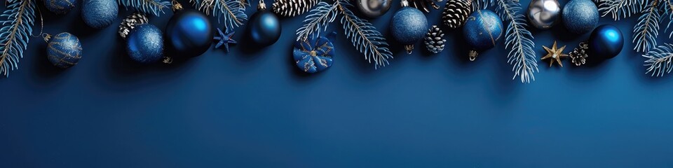 A stylish holiday border with a solid sapphire blue background, providing a sleek backdrop for your content.
