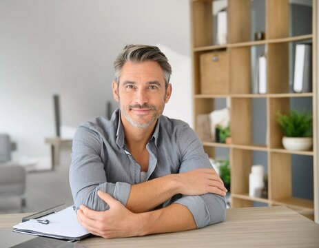 Un homme de 40 ans  au travail