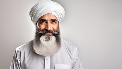Sikh man with turban and beard on minimalist background - obrazy, fototapety, plakaty