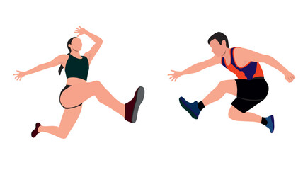 High jump. sport, running, jumping, athletic concept. different actions, poses. vector illustration.