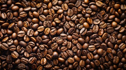 Close-up of roasted coffee beans - A detailed image showcasing the texture and quality of roasted coffee beans with a clear focus