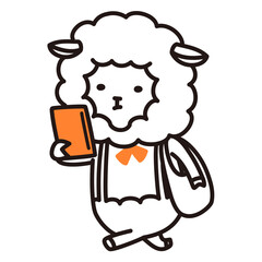 色加工ok ひつじ素材No.22 歩きスマホ