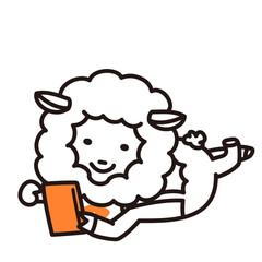 色加工ok ひつじ素材No.21 寝スマホ