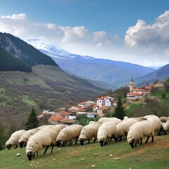 Fototapeta premium sheep in the mountains